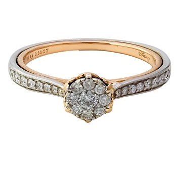 9ct gold 2-tone Diamond 0.33cts Cluster Ring size R